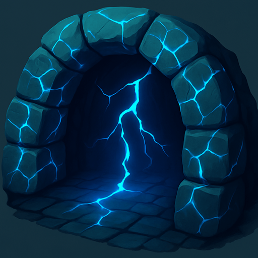 zindan girişi taşlarının üstüne mavi maden damarları gibi çizgiler ekle