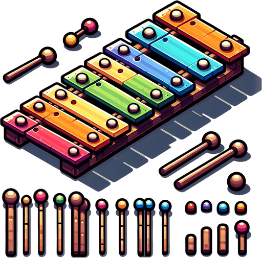 Xylophone.
Single Game Texture.  In-Game asset.  2d.  Blank background.  No shadows