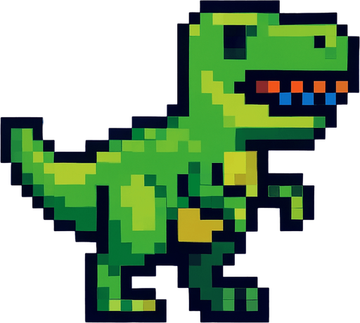 T rex pixel.
In-Game asset.  2d.  High contrast.  No shadows