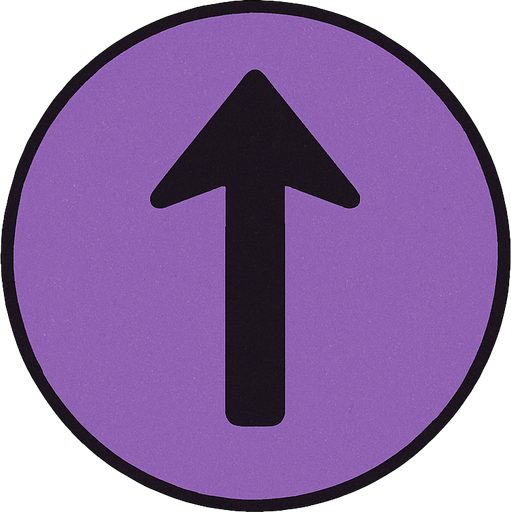 Purple circle. With an arrow facing up.
Please..
2d