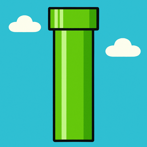 make one pipe copy of flappy bird game but one pipe.
In-Game asset.  2d.  High contrast.  No shadows
