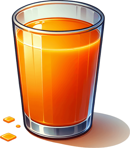 A nice glass of orange juice.
Single Game Texture. In-Game asset. 2d. Blank background. High contrast. No shadows.