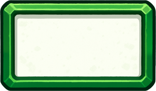 Rectangular button with size 200x100, green outline, white interior, with light details.
In-Game asset.  2d.  High contrast