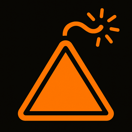 triangulo naranja con mecha de bomba.
In-Game asset.  2d.  High contrast.  No shadows