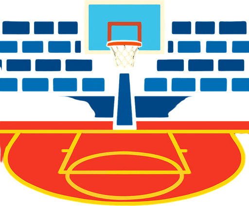 fondo de una cancha de baloncesto animada.
In-Game asset.  2d.  High contrast.  No shadows