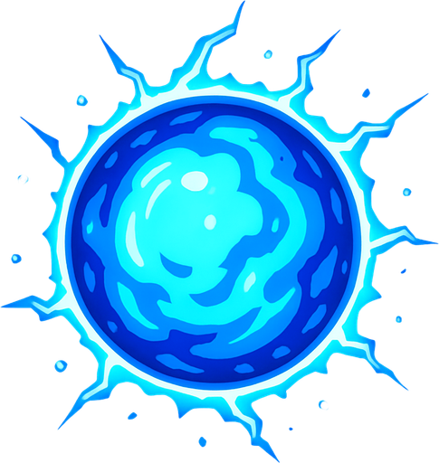 a blue energy ball.
In-Game asset.  2d.  High contrast.  No shadows