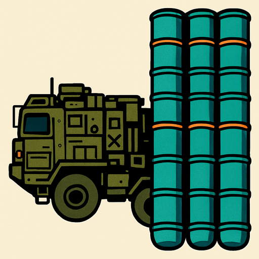 S-300 Anti Air system from the bird view.
In-Game asset.  2d.  High contrast.  No shadows