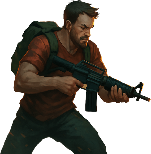 Fullscreen modern App Store landscape banner, 16:9, high definition, for a game titled "Zombie Survival Shooter" and with the description "Survive endless zombie waves in this action-packed shooter. Move, shoot, and stay alive as long as possible while zombies attack from all directions.". No text on banner!