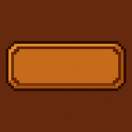 Pixelart empty button, 450x144 pixel, music game. brown theme..
In-Game asset.  2d.  High contrast.  No shadows