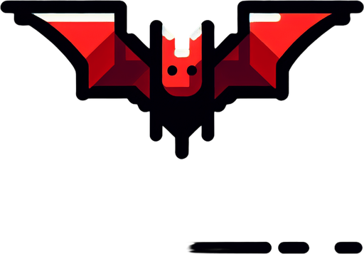 red bat.
Single Game Texture. In-Game asset. 2d. Blank background. High contrast. No shadows.