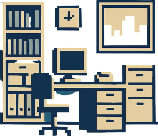 boring office background pixel art 2d..
In-Game asset.  2d.  High contrast.  No shadows