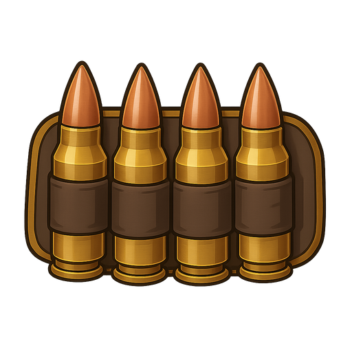 Ammo pack. No background. Transparent background. Blank background. No shadows. 2d. In-Game asset. flat