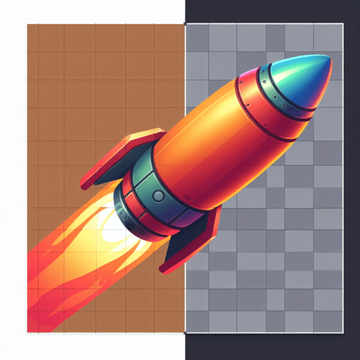 Single space torpedo flying upwards in colour.
Single Game Texture. In-Game asset. 2d. Blank background. High contrast. No shadows.