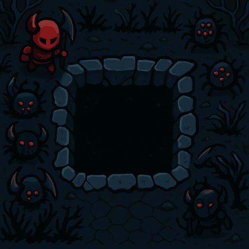 spawn of enemies,an empty pit of of a 2d tower defence game make it with dark coloures.
In-Game asset.  2d.  High contrast.  No shadows