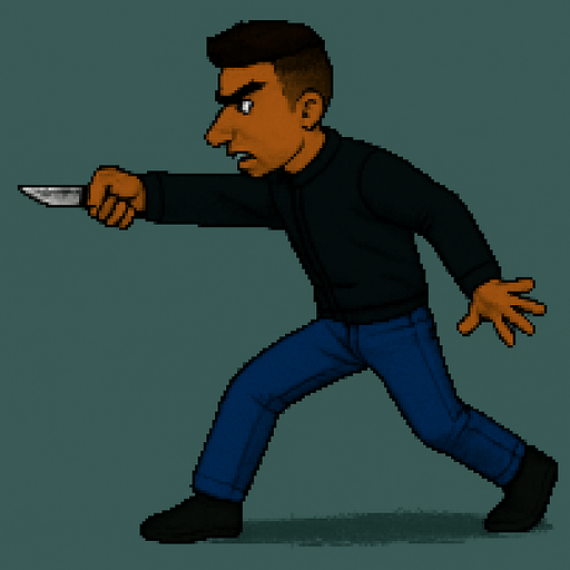 elindeki bıçakla karşısındakine saldırıp bıçaklama hareketi