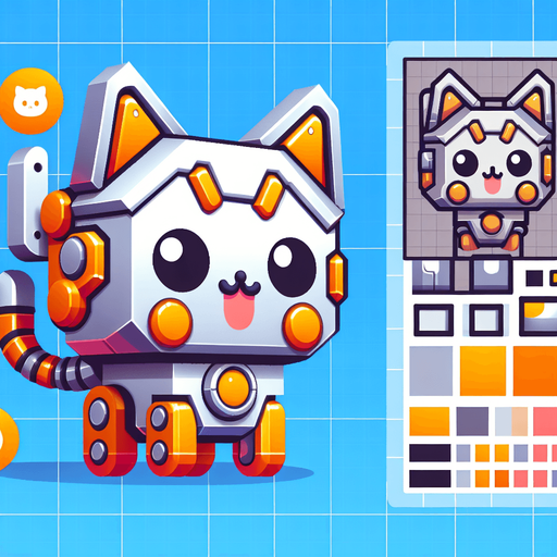 3d robotic kawaii steel kitten white and vibrant orange colour.
Single Game Texture. In-Game asset. 2d. Blank background. High contrast. No shadows.