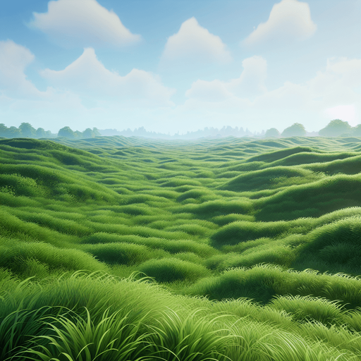 beautiful green field with a lot of grass and a bit of sky on top.
Single Game Texture. In-Game asset. 2d. Blank background. High contrast. No shadows.