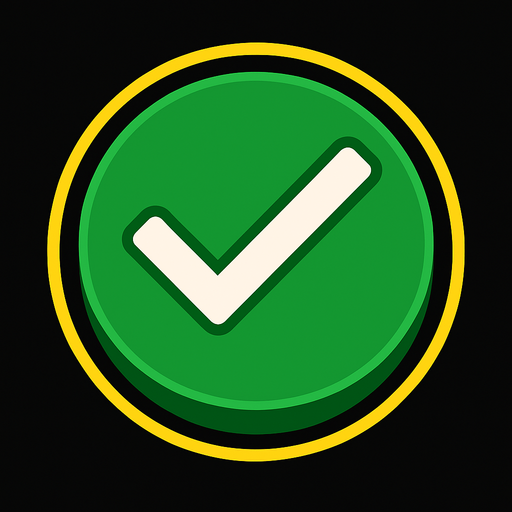 Green button with a tick on it