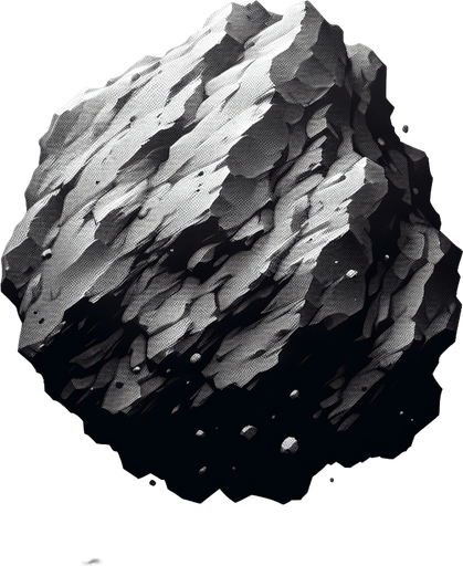 Space rock.
Single Game Texture. In-Game asset. 2d. Blank background. High contrast. No shadows.
