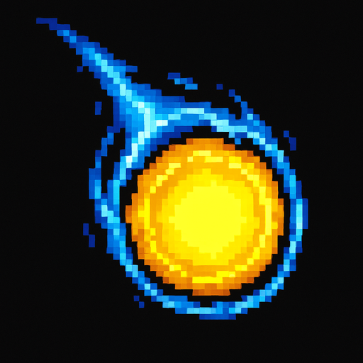 Make this pixel art style and give it a bit of a tail on the top as if it is flying downwards.