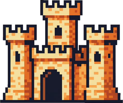 orta çağ kale  pixel art.
In-Game asset.  2d.  High contrast.  No shadows