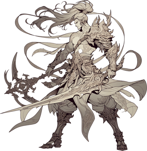 Great warrior.
Single Game Texture. In-Game asset. 2d. Blank background. High contrast. No shadows.