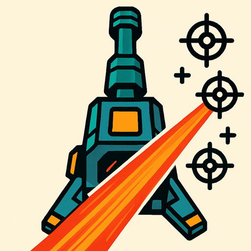Imagine that a Big laser machine you see from upside. Stands from back to the forward. Tries to hit enemy's..
In-Game asset.  2d.  High contrast.  No shadows