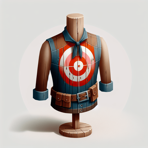 western target dummy.
Single Game Texture. In-Game asset. 2d. Blank background. High contrast. No shadows.