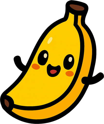 Banana cute.
In-Game asset.  2d.  High contrast.  No shadows