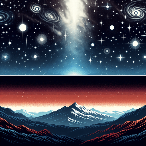 Outterspace above, terra firma below.
Single Game Texture. In-Game asset. 2d. Blank background. High contrast. No shadows.