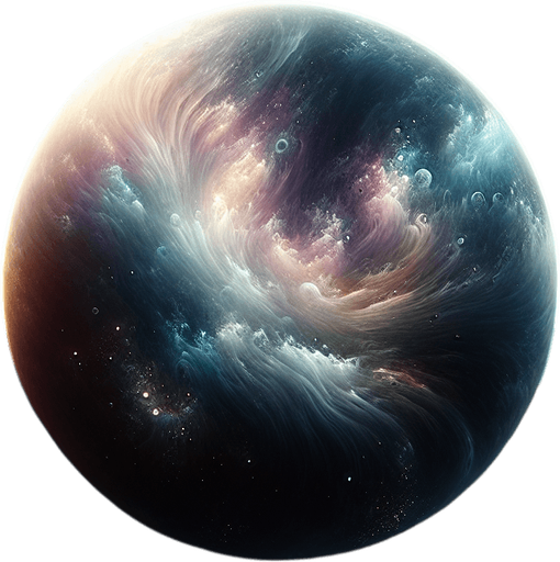 black background ethereal centered planet.