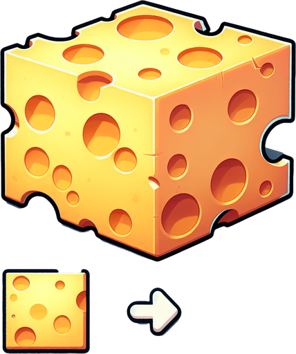 cheese, cartoon Single Game Texture. In-Game asset. 2d. Blank background. High contrast. No shadows.
