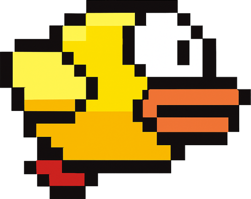 a flappy bird.
In-Game asset.  2d.  High contrast.  No shadows