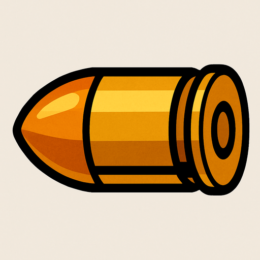 2d revolver bullet.
In-Game asset.  2d.  High contrast.  No shadows
