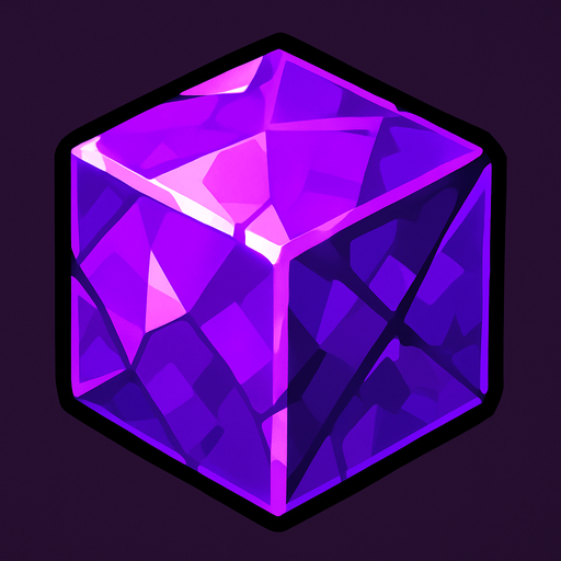 Purple gem cube.
In-Game asset.  2d.  High contrast.  No shadows