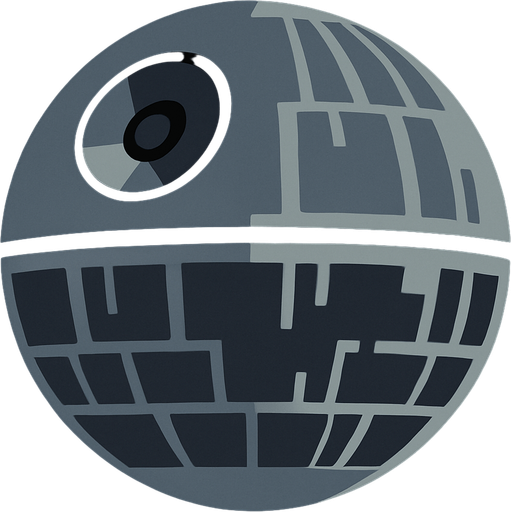 Star wars la estrella de la muerte.
In-Game asset.  2d.  High contrast.  No shadows