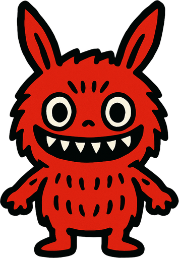 Red Labubu.
In-Game asset.  2d.  High contrast.  No shadows