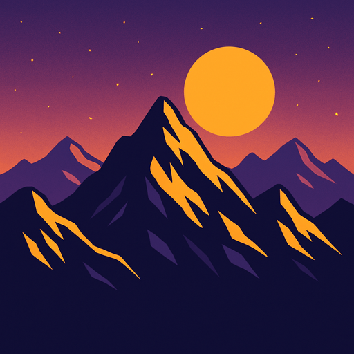 Evening image of a mountain range easily looping.
In-Game asset.  2d.  High contrast.  No shadows