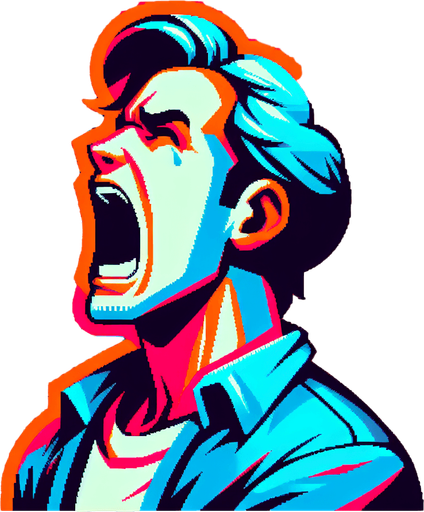 shouting person. Single Game Texture. In-Game asset. 2d. Blank background. High contrast. No shadows. Retro..
Single Game Texture. In-Game asset. 2d. Blank background. High contrast. No shadows.