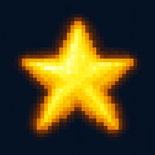 2d pixel art high quality yellow glowing one big star
In-Game asset.  2d.  High contrast.  No shadows