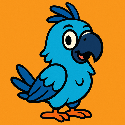 Blue parrot looks like a character.
In-Game asset.  2d.  High contrast.  No shadows