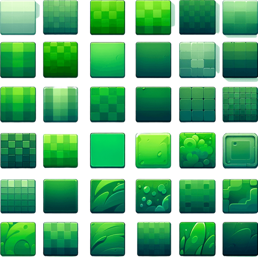 2D pack of smooth clean green texture, square texture images, Flat.
Single Game Texture.  In-Game asset. 2D. HD colors.  Blank background.  High contrast. shadow off. flat. no text in the images. no description.