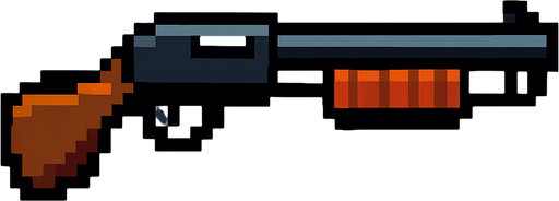pixel shotgun.
In-Game asset.  2d.  High contrast.  No shadows