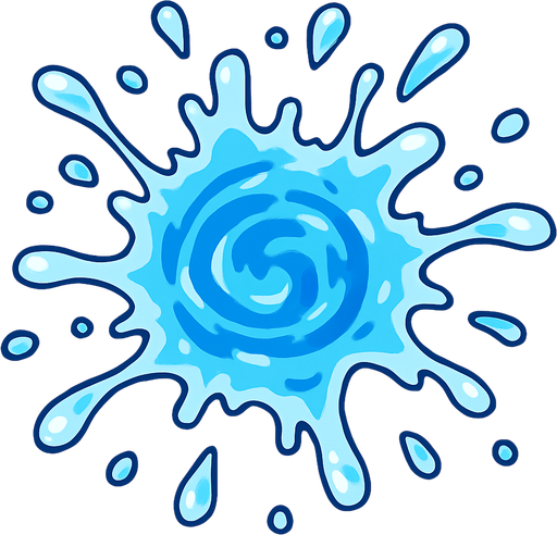 cold water splash 2d illustration. top-view perspective.
In-Game asset.  2d.  High contrast.  No shadows