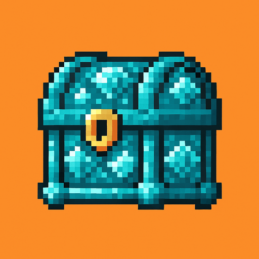 2d pixel bir elmasdan hazine sandığı.
In-Game asset.  2d.  High contrast.  No shadows