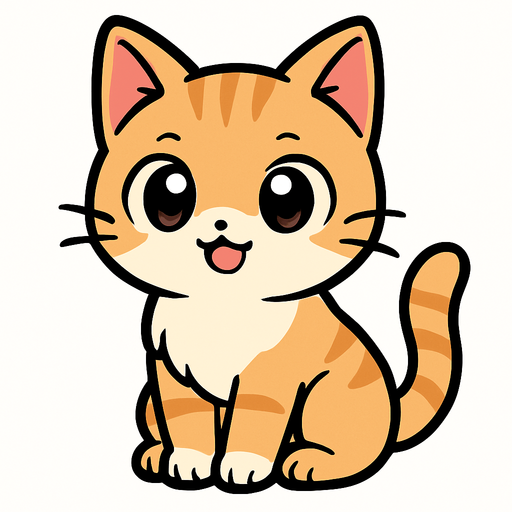 A cute manga style cat.
In-Game asset.  2d.  High contrast.  No shadows