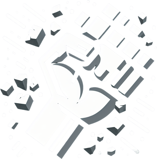 create a hand icon breaking a brick in half.
Single Game Texture.  In-Game asset.  2d.  Blank background.  High contrast.  No shadows