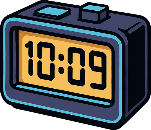 a closed digital clock.
In-Game asset.  2d.  High contrast.  No shadows