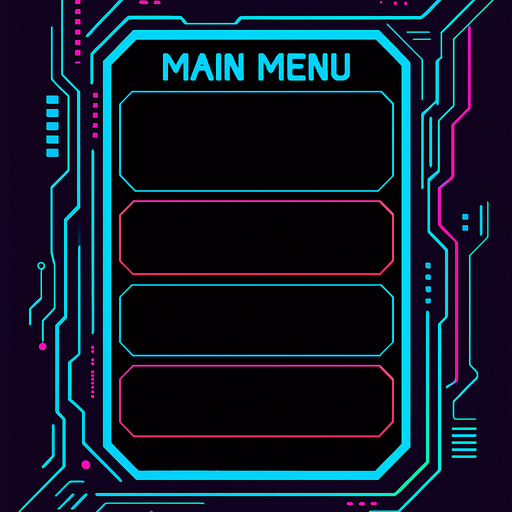 Empty cyberpunk style menu design.
In-Game asset.  2d.  High contrast.  No shadows