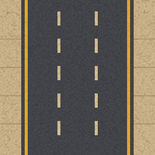 pixel art 2d road 3 lane top view